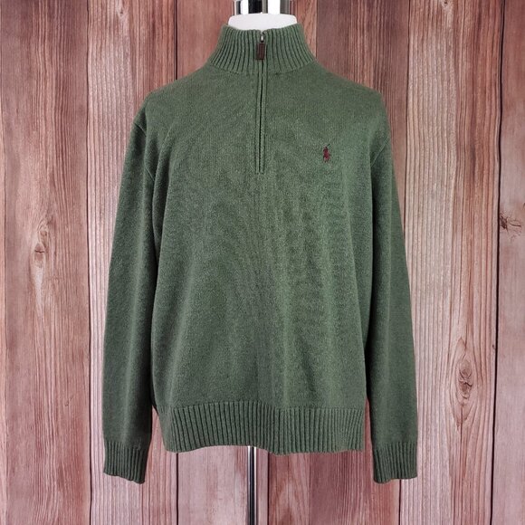 Vintage Polo by Ralph Lauren Mens XXL 1/4 Zip Pullover Sweater Mock Neck Pony - Picture 1 of 15